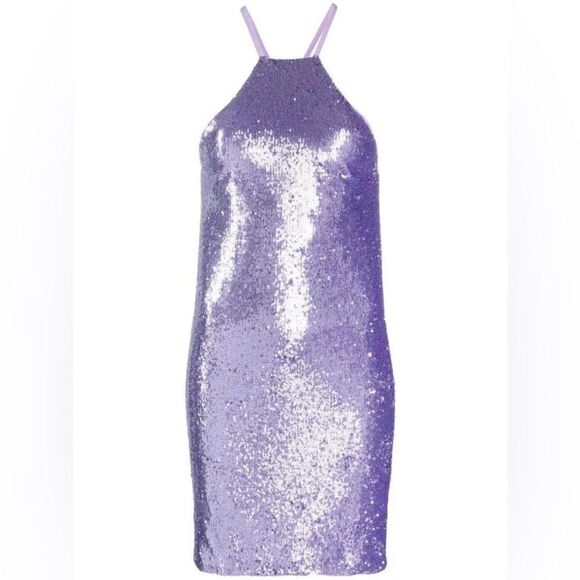 NWOT The Attico Audrey Lilac Sleeveless Open Back Sequin Mini Dress sz 42 US 4-6 - Picture 4 of 16